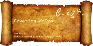 Czvetics Éva névjegykártya